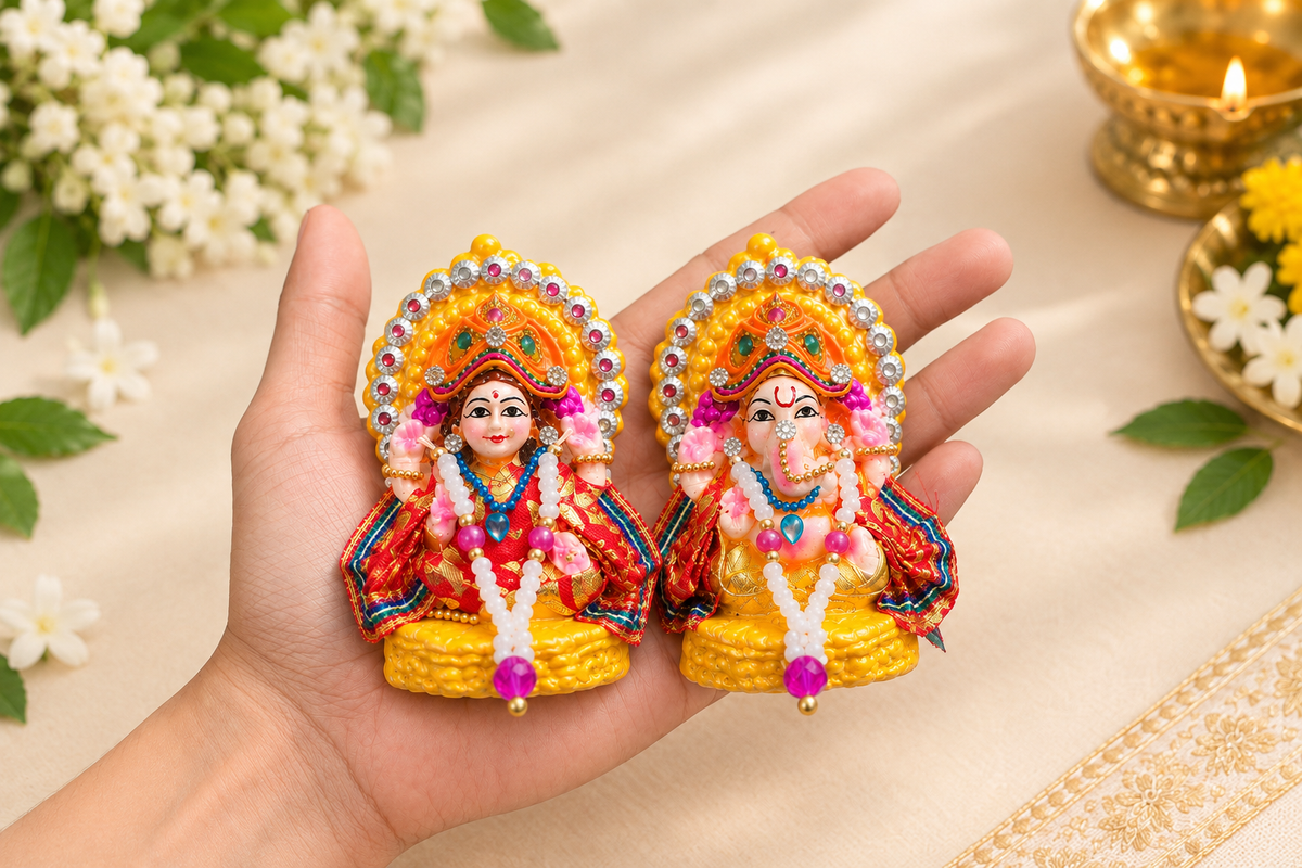 Lord Laxmi-Ganesh Pair with Poshak & Sringar