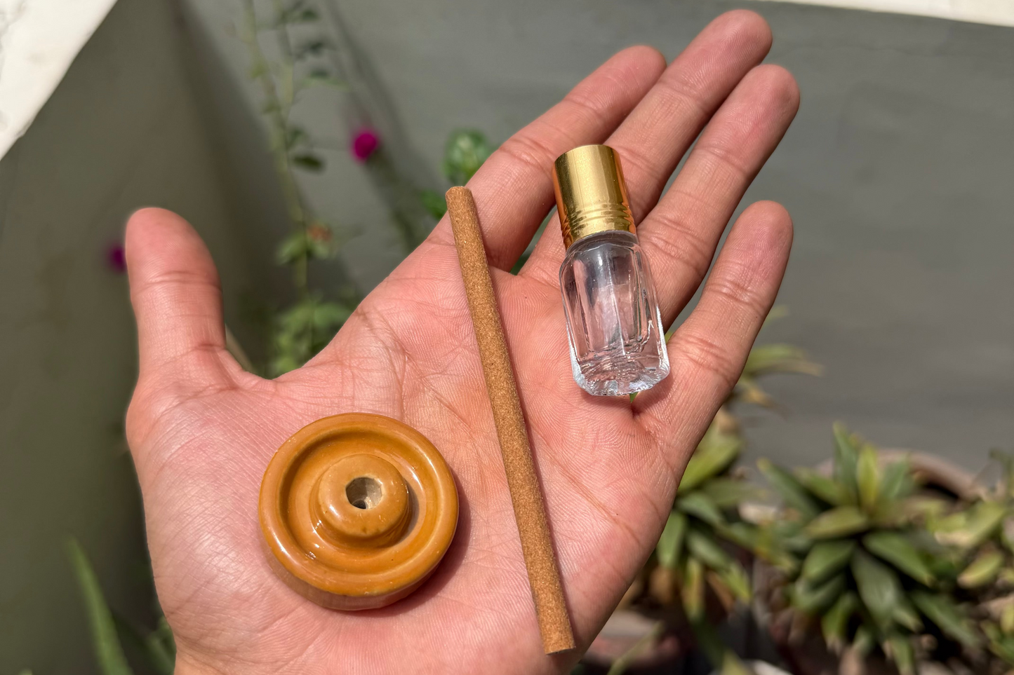Lemongrass Premium Dhoop Sticks + Rose Ittar Bottle