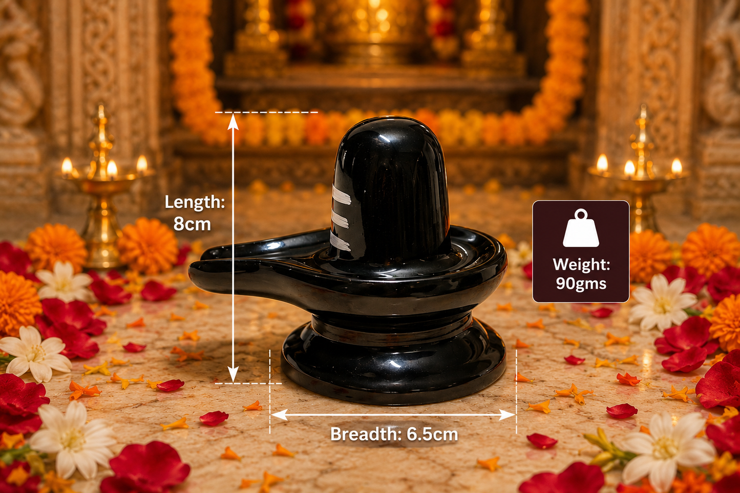Black Ceramic Shivling for Daily Puja (90 Grams)