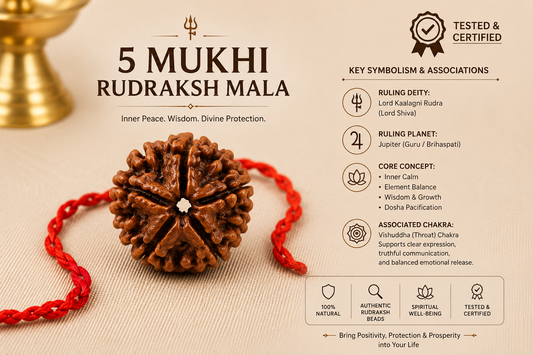 Original 5 Mukhi Rudraksh(With Test Certificate Card and Serial Number)