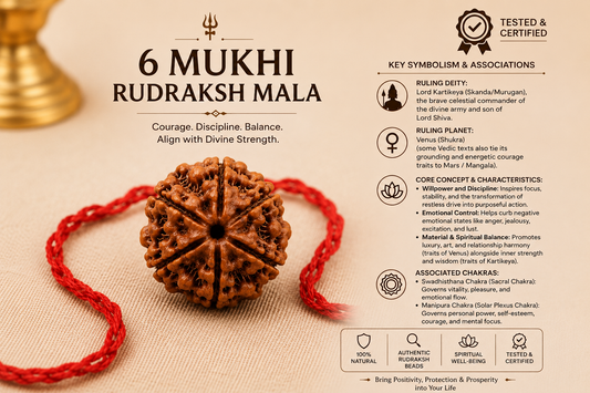 Original 6 Mukhi Rudraksh(With Test Certificate Card and Serial Number)
