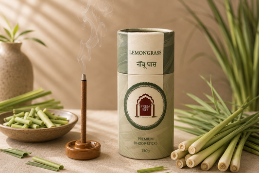 Lemongrass Premium Dhoop Sticks + Rose Ittar Bottle