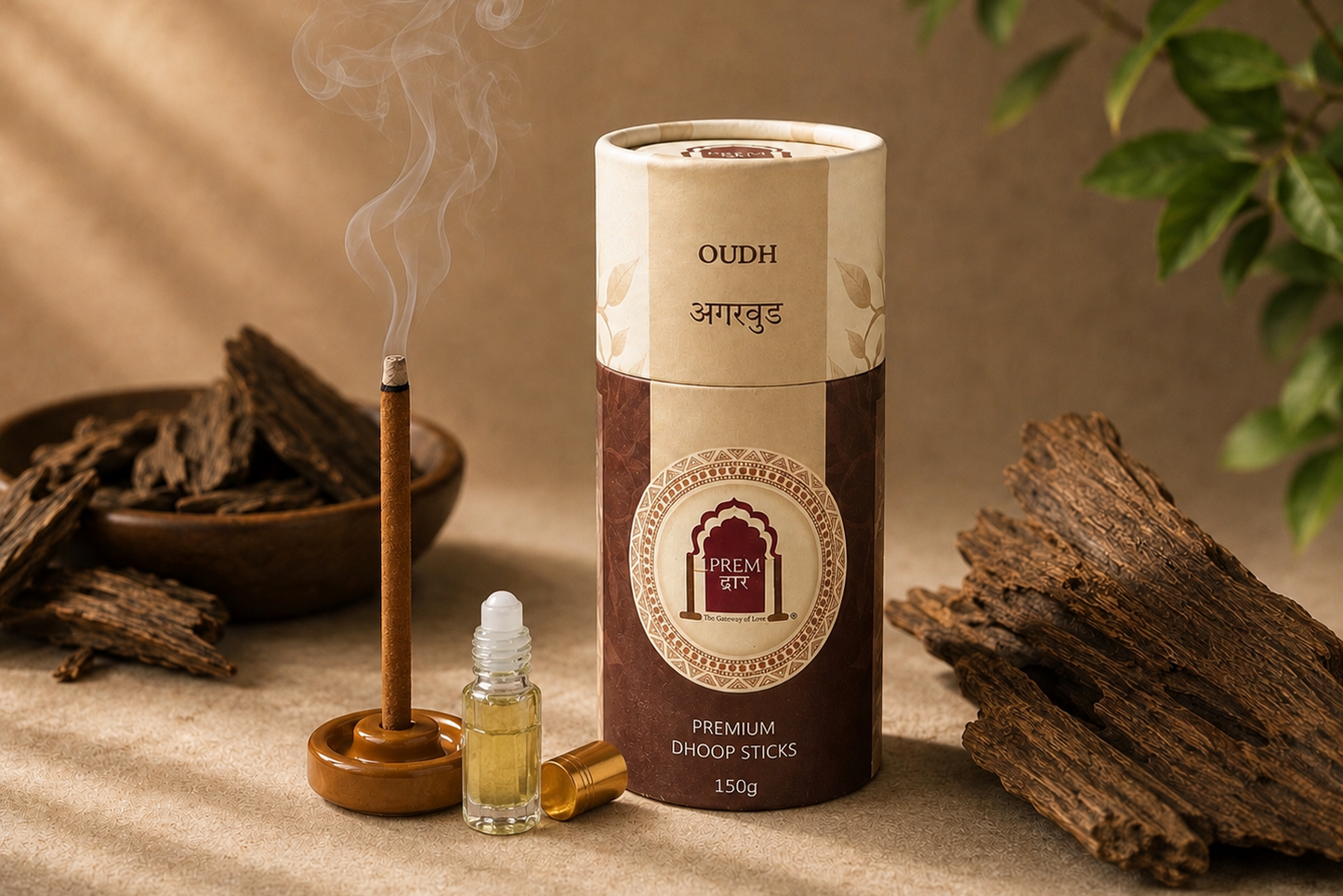 Oudh Premium Dhoop Sticks + Sandalwood Ittar Bottle
