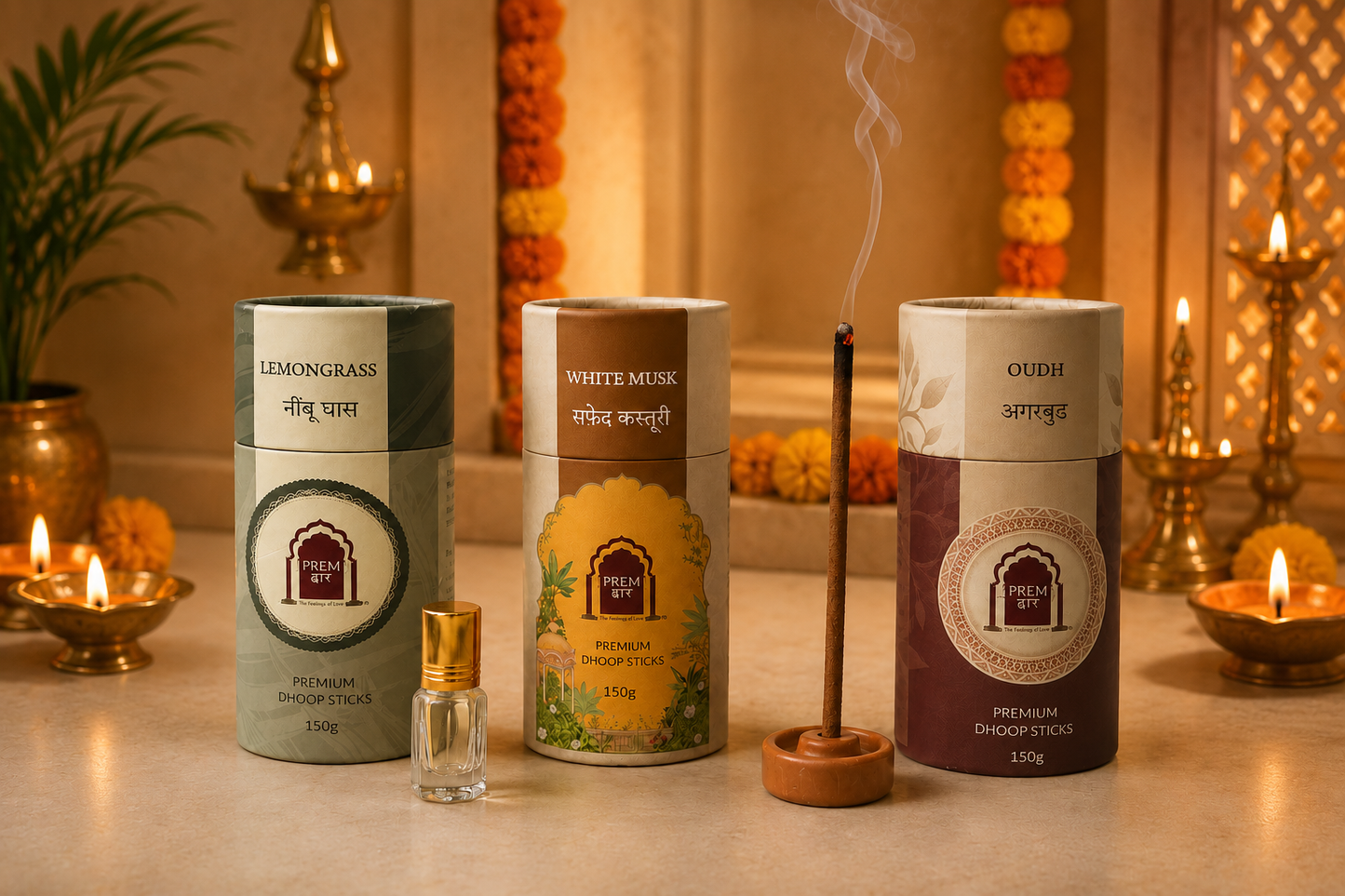 Pack of 3: Premium Dhoop Sticks + Ittar